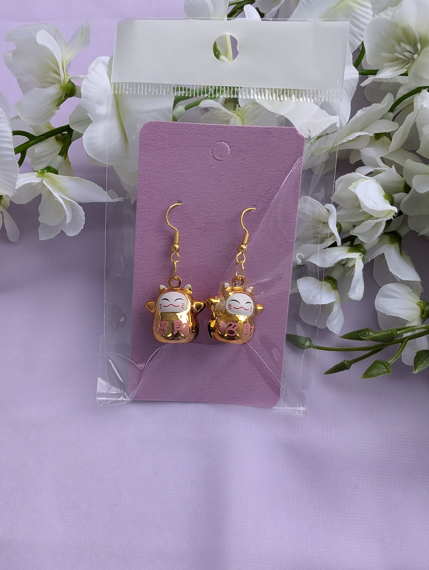 Good Luck Cat Charm Earrings