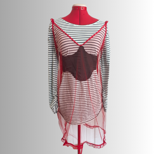 Red mesh slip dress
