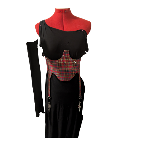 Red Plaid under bust corset