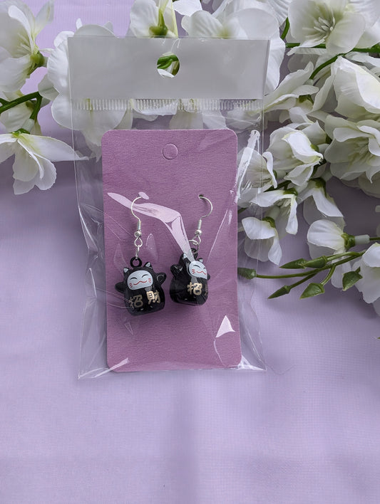 Good Luck Cat Charm Earrings