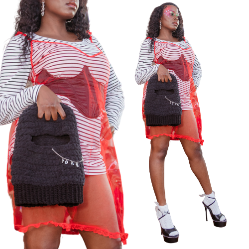 Red mesh slip dress